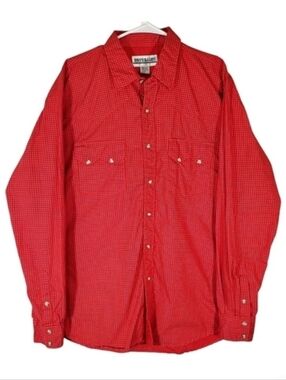 7274 * Drysdales Western Pearl Snap Shirt Red Square Print Size XL